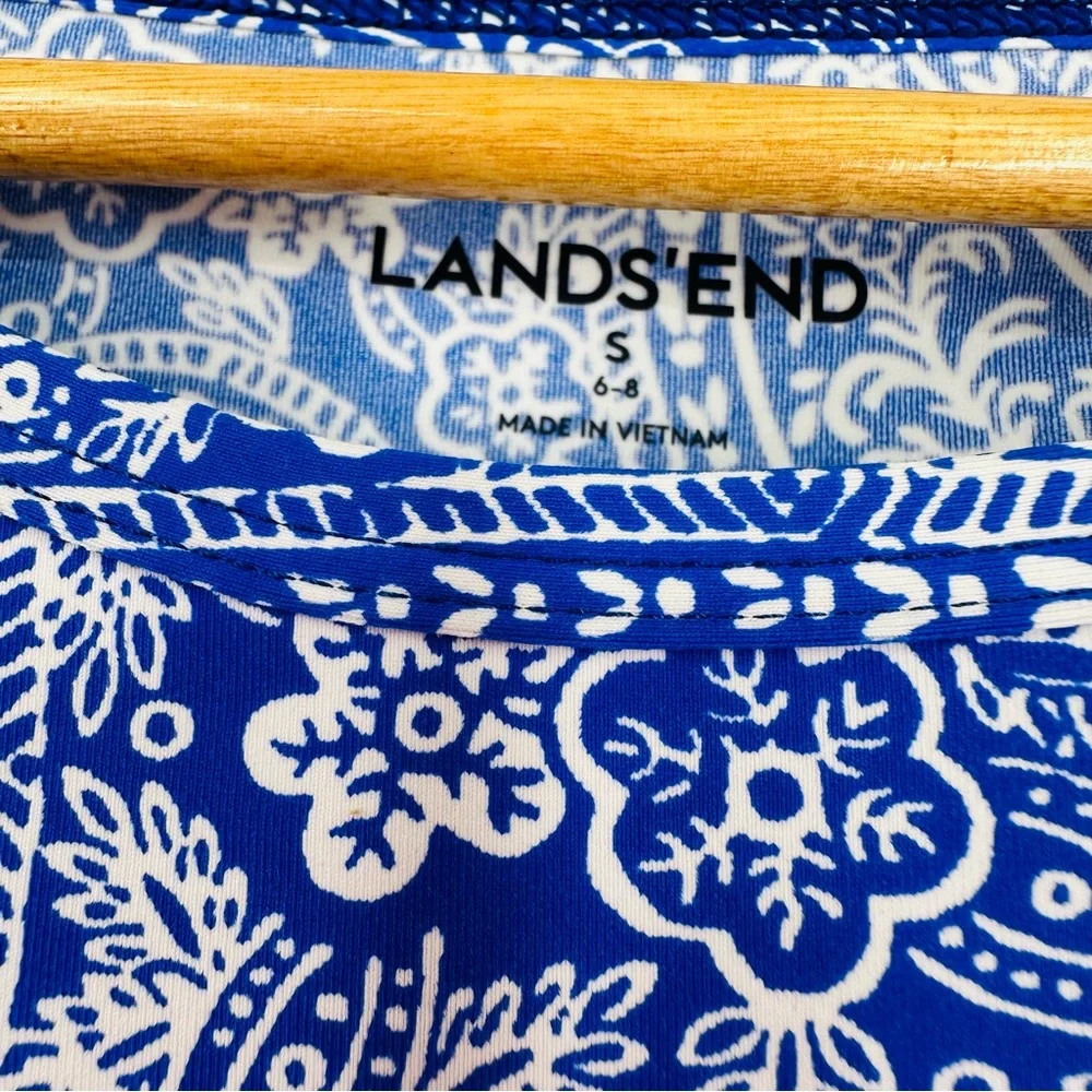 Lands' End Blue White Paisley Crew Neck Dress S - Picture 6 of 6